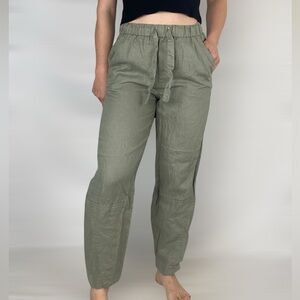 EVERLANE European Flax Linen The Linen Pull On Barrel Pant Drawstring High Waist